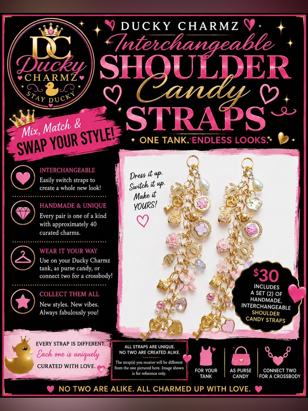 Ducky Charmz™ Shoulder Candy Replacement Strap Set | Handmade Interchangeable